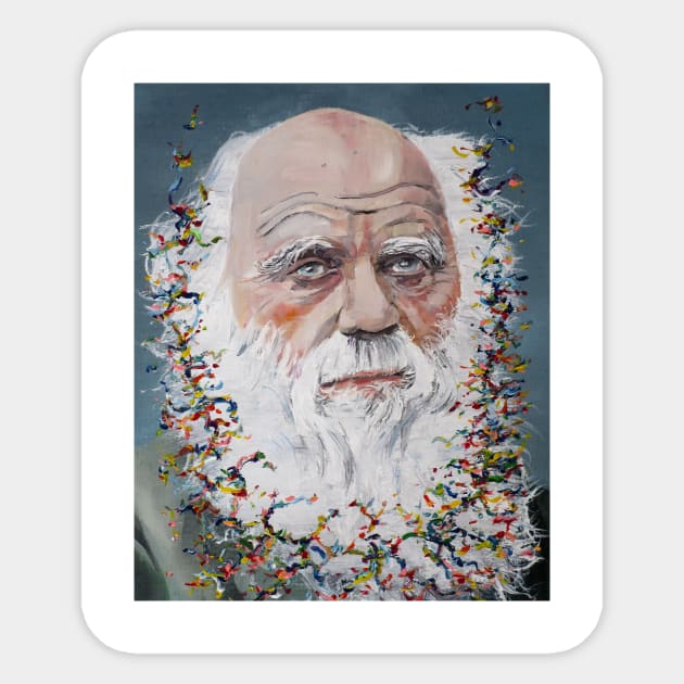 CHARLES DARWIN oil portrait .2 Sticker by lautir